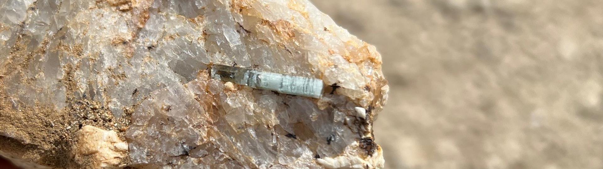 Closeup view of green mineral crystals.